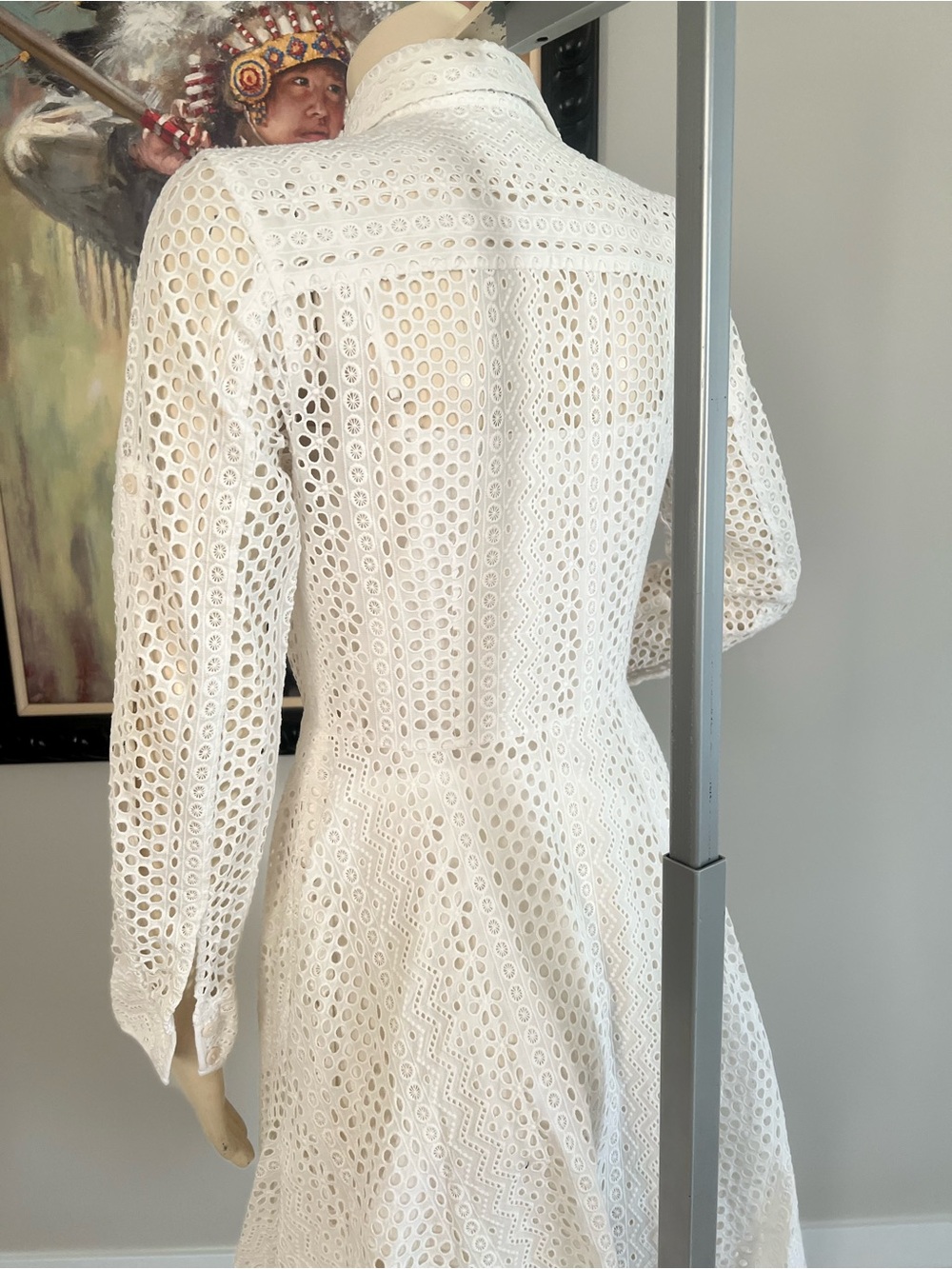 BCBGMaxAzria Beatryce White Eyelet Midi Shirtdress – Size XS - Picture 9 of 13